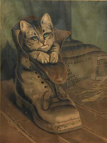 Antique Color Lithograph- "Puss in Boots"