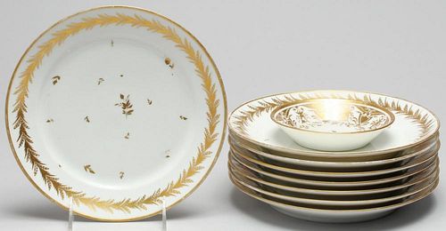 9 Sevres-Style Hard Paste Porcelain Plates