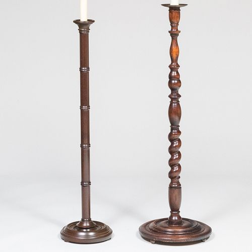 Victorian Turned Stained Oak Floor Lamp