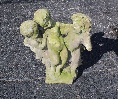 Cast stone garden statue 3 cherubs