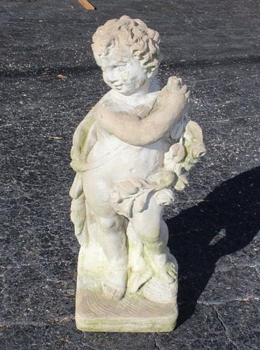 Cast cherub garden statue