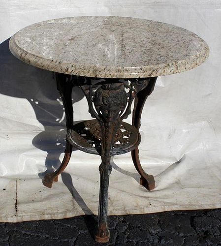 Cast Iron marble top garden table