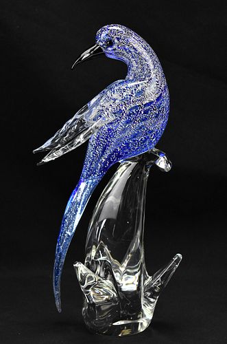 MURANO GLASS SILVER FLECK BIRD OF PARADISE