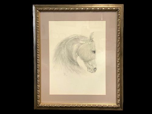 Count Bernard de Claviere, (French, 1934-2016), Pencil Drawing of a Horse Head