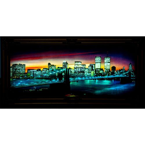 New York City Skyline Lighted Print, Twin Towers