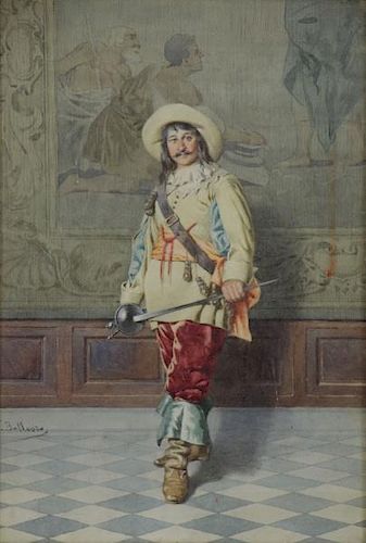 BALLESIO, F. Watercolor. Portrait of a Cavalier.
