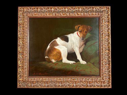 Count Bernard de Claviere, (French, 1934-2016), Oil on Board of Jack Russell Terrier,