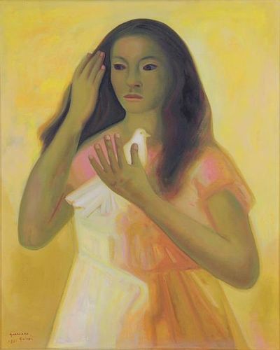 GUERRERO GALVIN, Jesus. Oil on Canvas "Mujer con