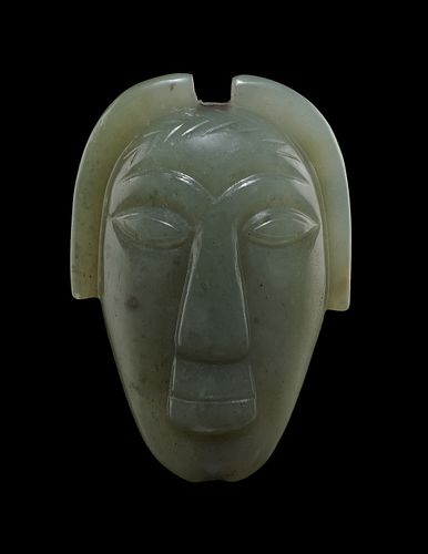 Double Sided Face Pendant with Headdress, Warring States Period (476-221 BCE)