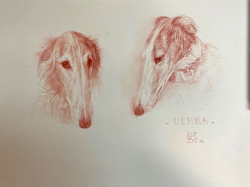 Count Bernard de Claviere, (French, 1934-2016), Colored Pencil Drawing, "Uchka",