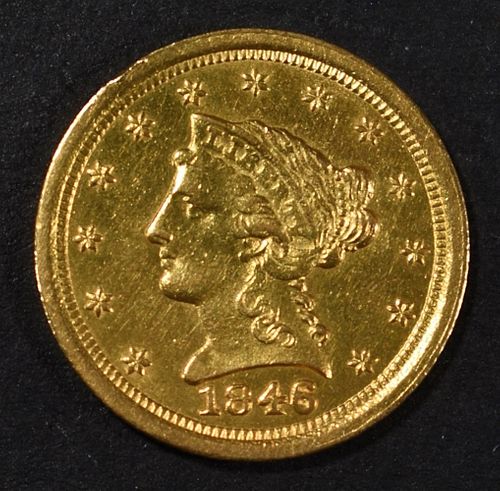 1846-O $2.5 GOLD LIBERTY  BU LIGHT OLD CLEANING