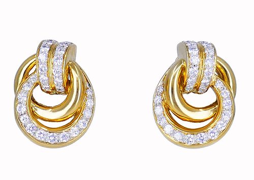 18k Vintage French Diamond Earrings