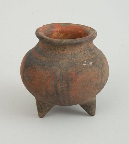 SMALL PAINTED POTTERY TRIPOD VESSEL