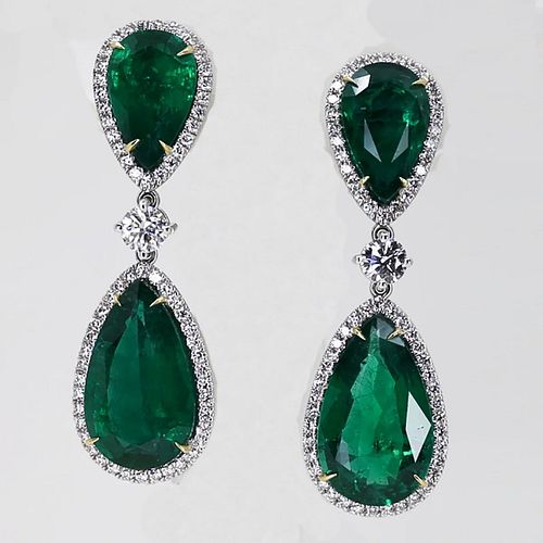 18k Emerald Diamonds Earrings