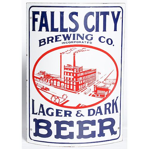 Falls City Brewing Co.  Porcelain Corner Sign