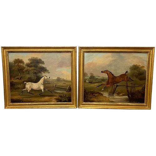 LIBERTY & INDUSTRY HORSES OIL PAINTING
