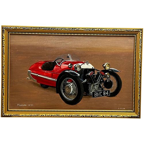  TWO SEATER SUPER SPORTS CAR  OIL PAINTING 