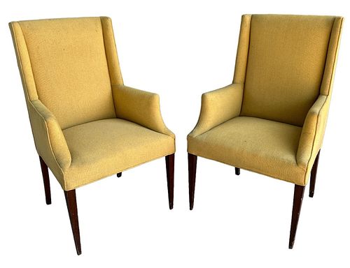 Tall Upholstered Wingback Chairs, Pair 