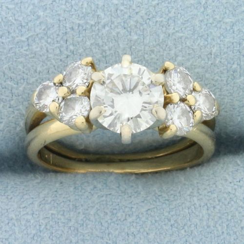 Diamond Engagement Ring and Wedding Band Bridal Set in 14k Yellow Gold