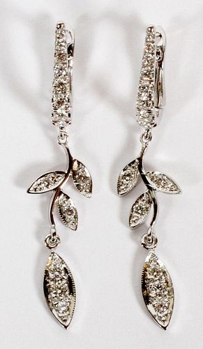 0.5 CT DIAMOND AND 14KT WHITE GOLD DANGLE EARRINGS