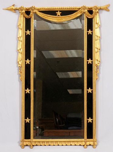 FEDERAL STYLE GILT WOOD & BEVEL GLASS WALL MIRROR