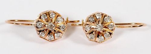 DIAMOND AND ROSE GOLD VINTAGE STYLE EARRINGS