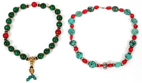 TURQUOISE AND CORAL NECKLACES 2 PCS.