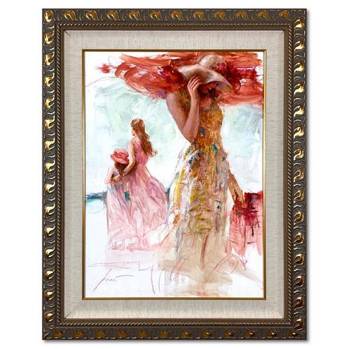 Pino (1939-2010), "Summers Shade" Framed Original Oil Painting on Board, Hand Signed with Letter of Authenticity.