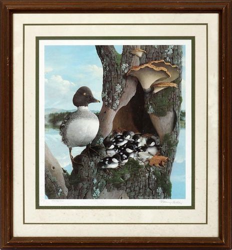 NANCY KELLEY LITHOGRAPH DUCK AND DUCKLING 1984
