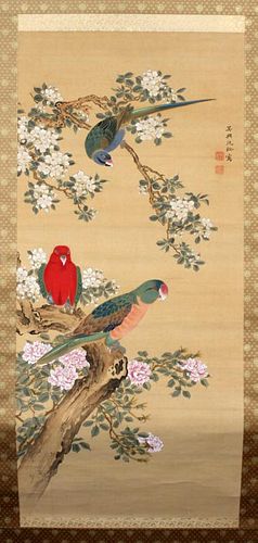 JAPANESE PAINTING ON SILK EARLY 20TH C.