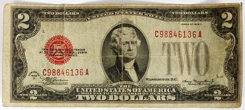TWO DOLLAR SILVER CERTIFICATE 1928