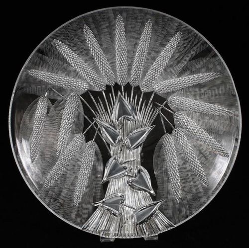 HAND CUT CRYSTAL ROUND SERVING TRAY