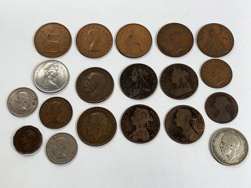 ANTIQUE BRITISH CURRENCY COINS 1800S-MID 1900S