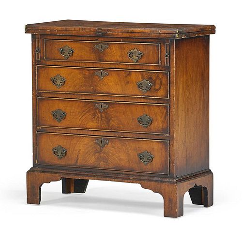 ENGLISH WALNUT BACHELOR'S CHEST OF DRAWERS