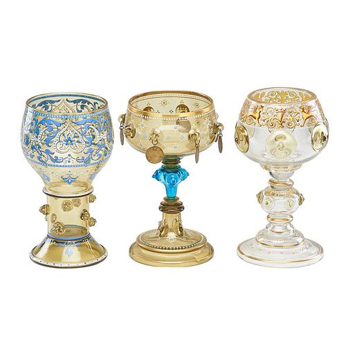 ENAMEL DECORATED GLASS ROEMERS