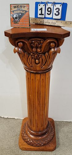 CARVED WOODEN COLUMN 35 1/2"H X 12" SQ