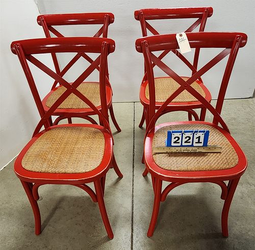 SET 4 REDE BENTWOOD CHAIRS W/ RATTAN SEATS