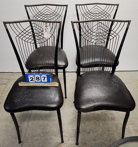 SET 4 MID CENTURY METAL FRAME DINING CHAIRS