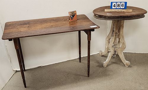 FOLDING SEWING TABLE 25 1/2"H X 36 "W X 19"D & VICT. CHESTNUT TABLE 28 1/2" X 25"W X 18"D