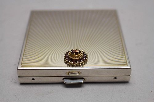 Jeweled Cartier Sterling & 14k Compact