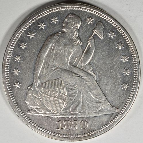 1870-CC SEATED DOLLAR AU