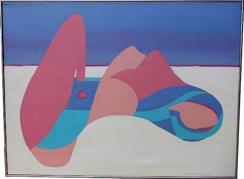 Signed 20th C. Abstract Reclining Figure