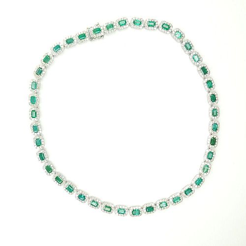 Enchanting Emerald and Diamond Eternity Necklace