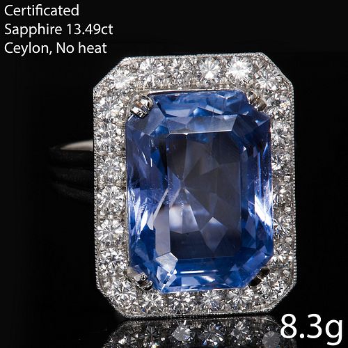 IMPORTANT SAPPHIRE AND DIAMOND CLUSTER RING,