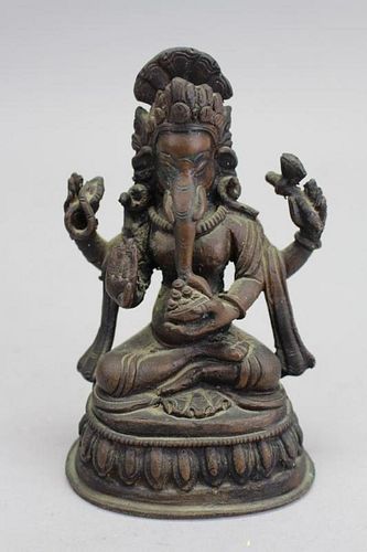 19th C. Bronze Seated Bronze Ganesha