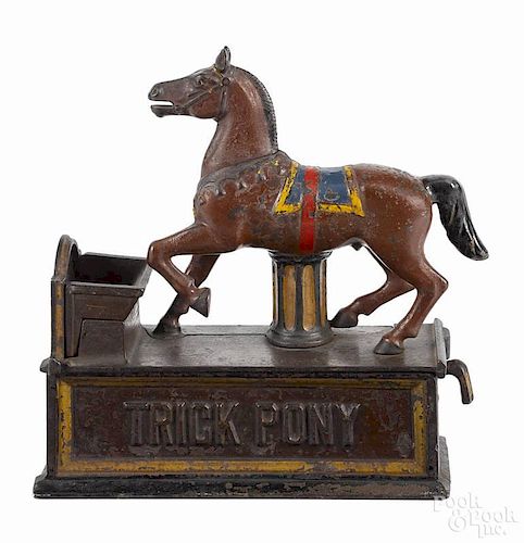 Cast iron Trick Pony mechanical bank, manufactured by Shepard Hardware Co.