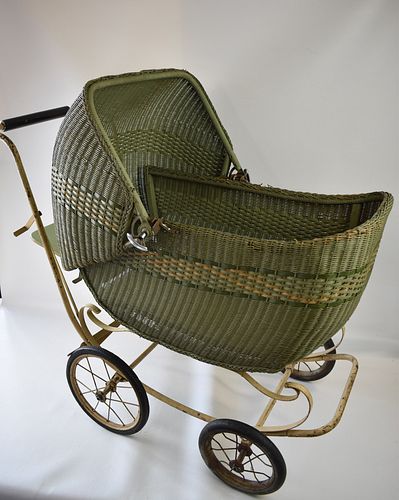 MIDCENTURY WICKER BABY CARRIAGE -St. JUDE CHARITY LOT