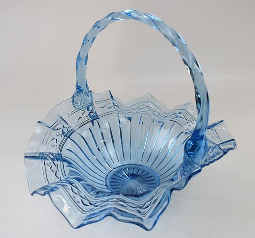  FENTON BLUE VULCAN BASKET WITH TWISTED HANDLE- CASA CHARITY LOT