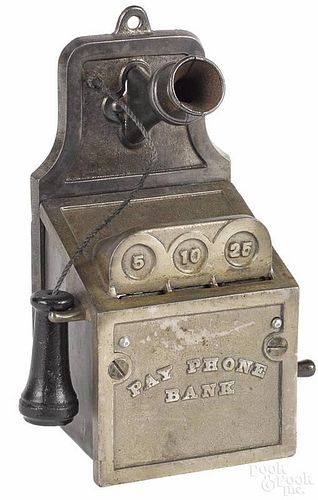 Cast iron Pay Phone bank, manufactured by J. & E. Stevens Co.