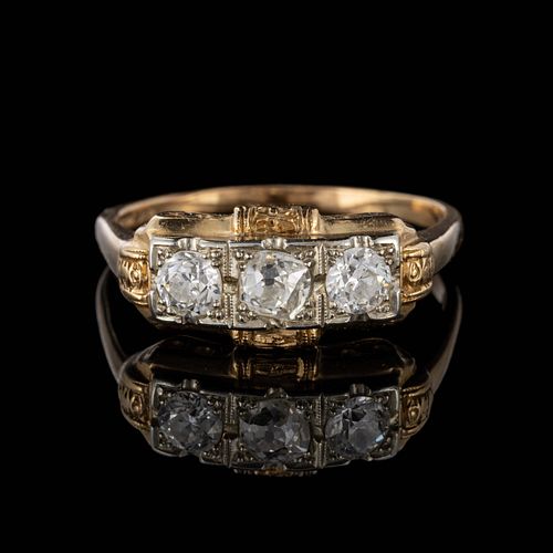 ANTIQUE / VINTAGE 14K-18K YELLOW GOLD AND DIAMOND LADY'S RING